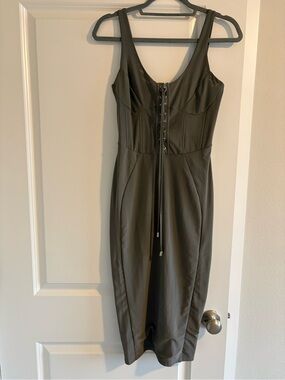 Forever 21 Olive Lace-Up Midi Dress